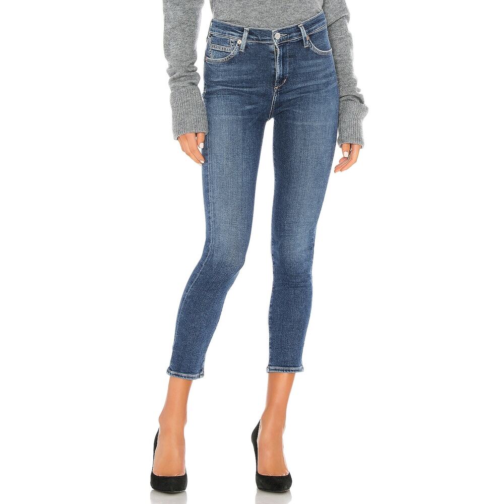 Citizens Of Humanity 'Rocket' Blue Cotton Crop Mid Rise Skinny Denim Jean Size